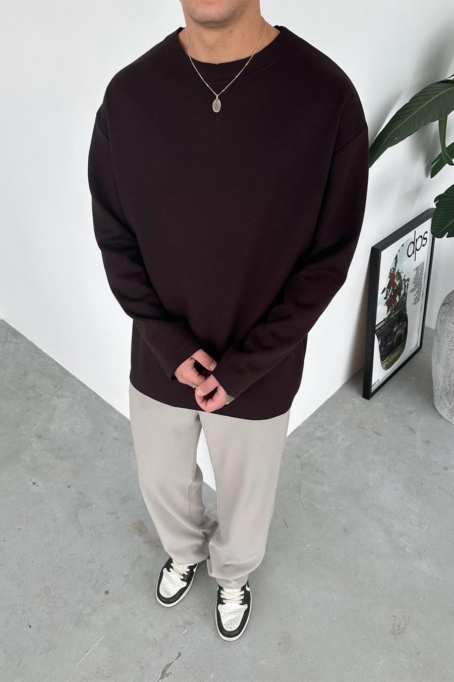 Kahverengi Premium Basic Uzun Kollu Relaxed Tişört