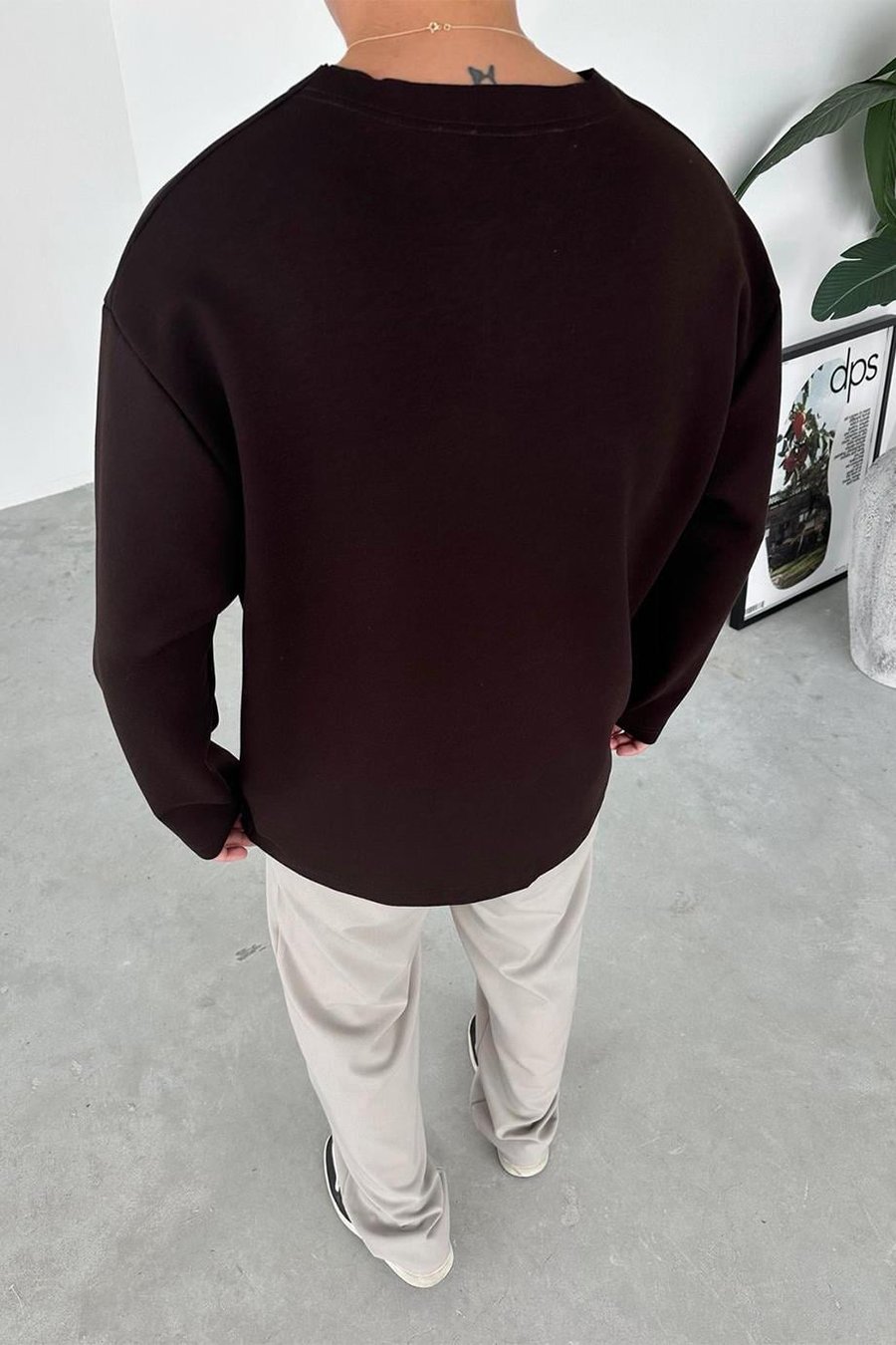 Kahverengi Premium Basic Uzun Kollu Relaxed Tişört