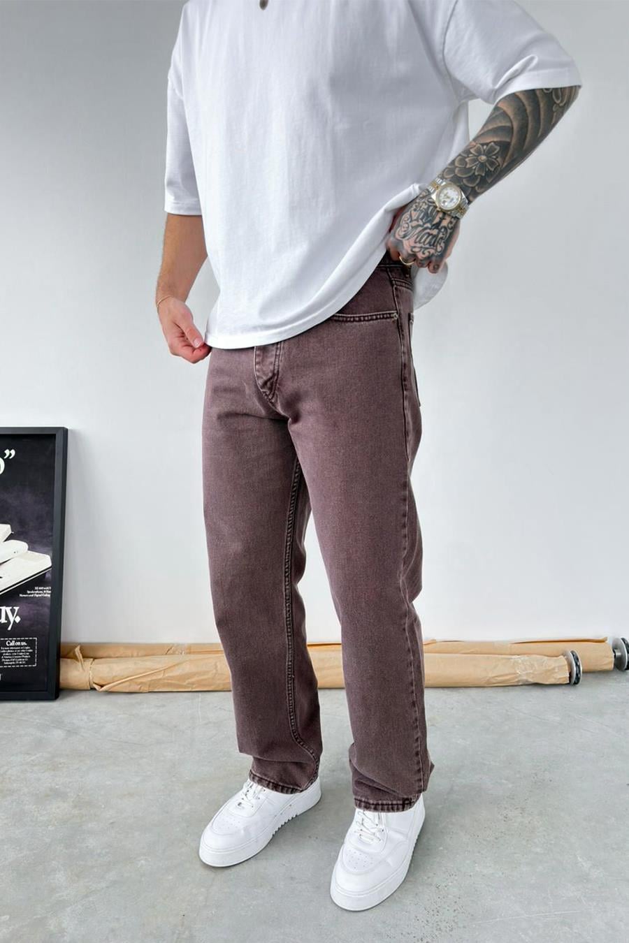 Kahverengi Soft Degrade Baggy Pantolon