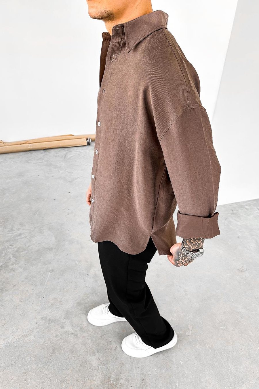 Kahverengi Soft Premium Oversize Gömlek