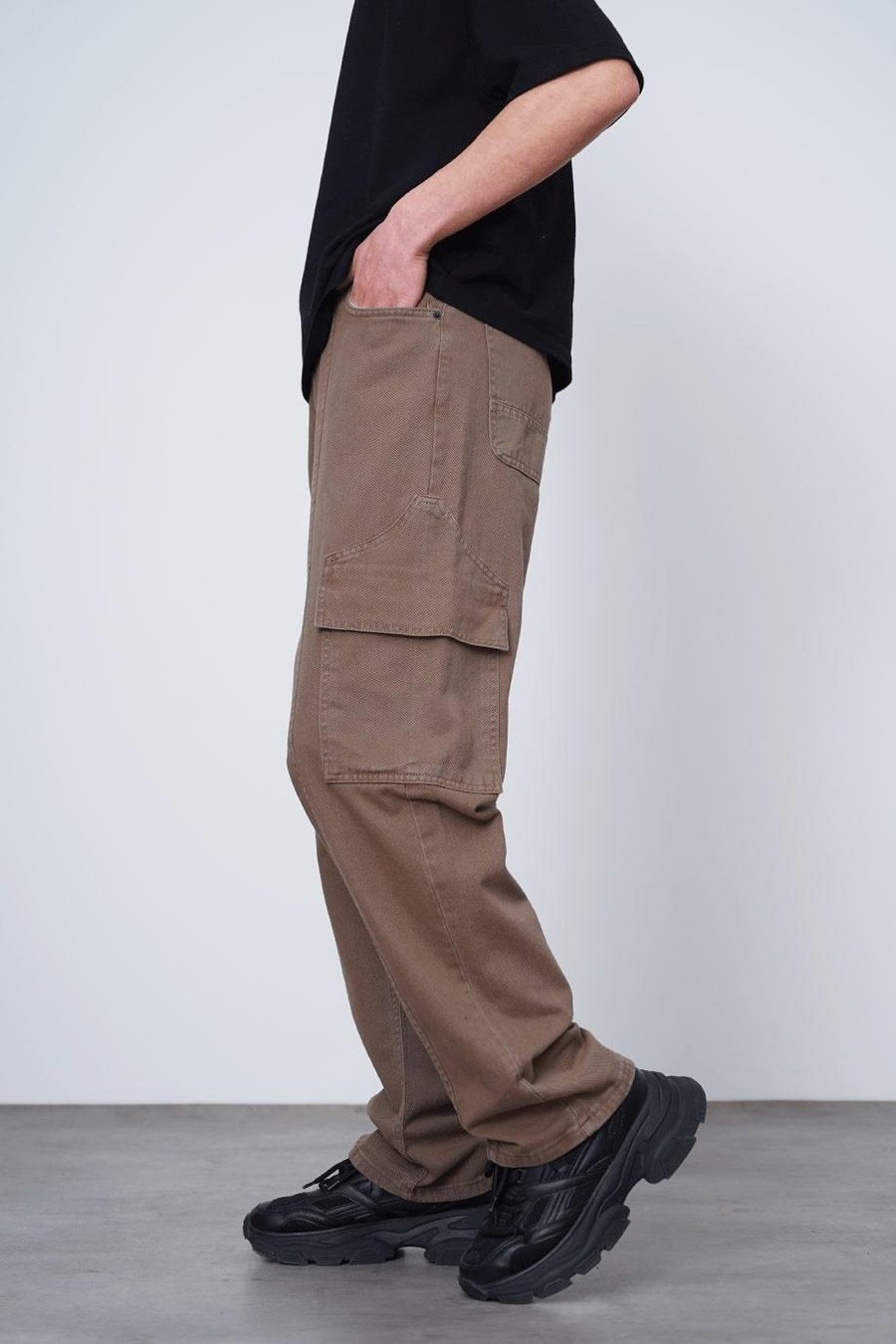 Kahverengi Tasarım Kargo Cepli 01A DL Baggy Pantolon