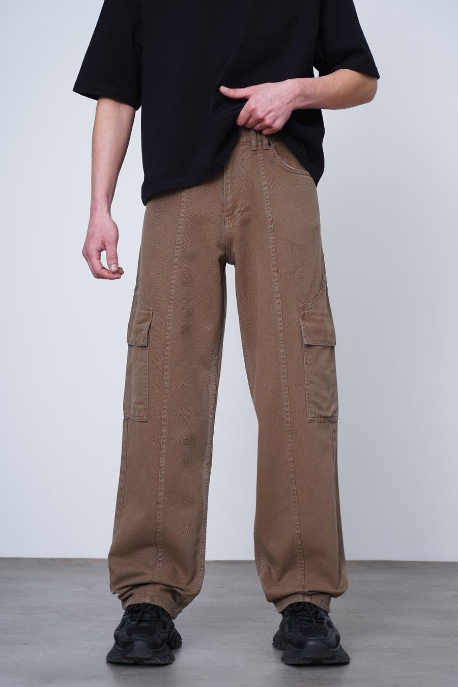 Kahverengi Tasarım Kargo Cepli 01A DL Baggy Pantolon