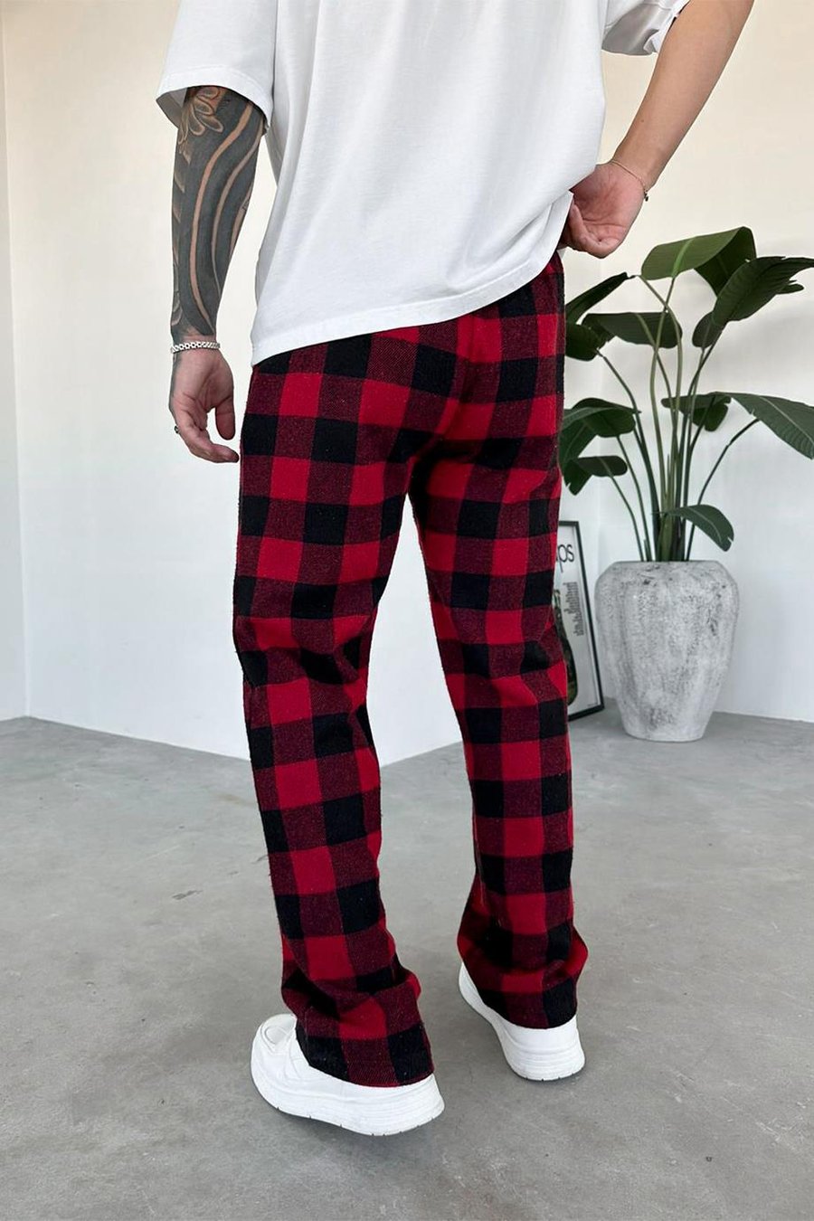 Kırmızı Siyah Kareli Unisex Relaxed Pijama