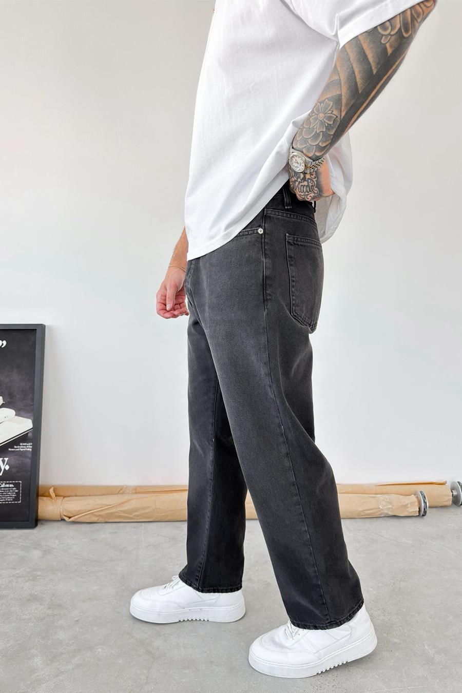 Koyu Füme Basic Baggy Pantolon