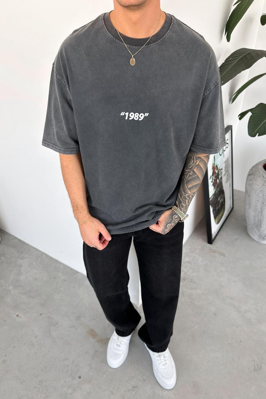 Koyu Gri 1989 Always Oversize Tişört