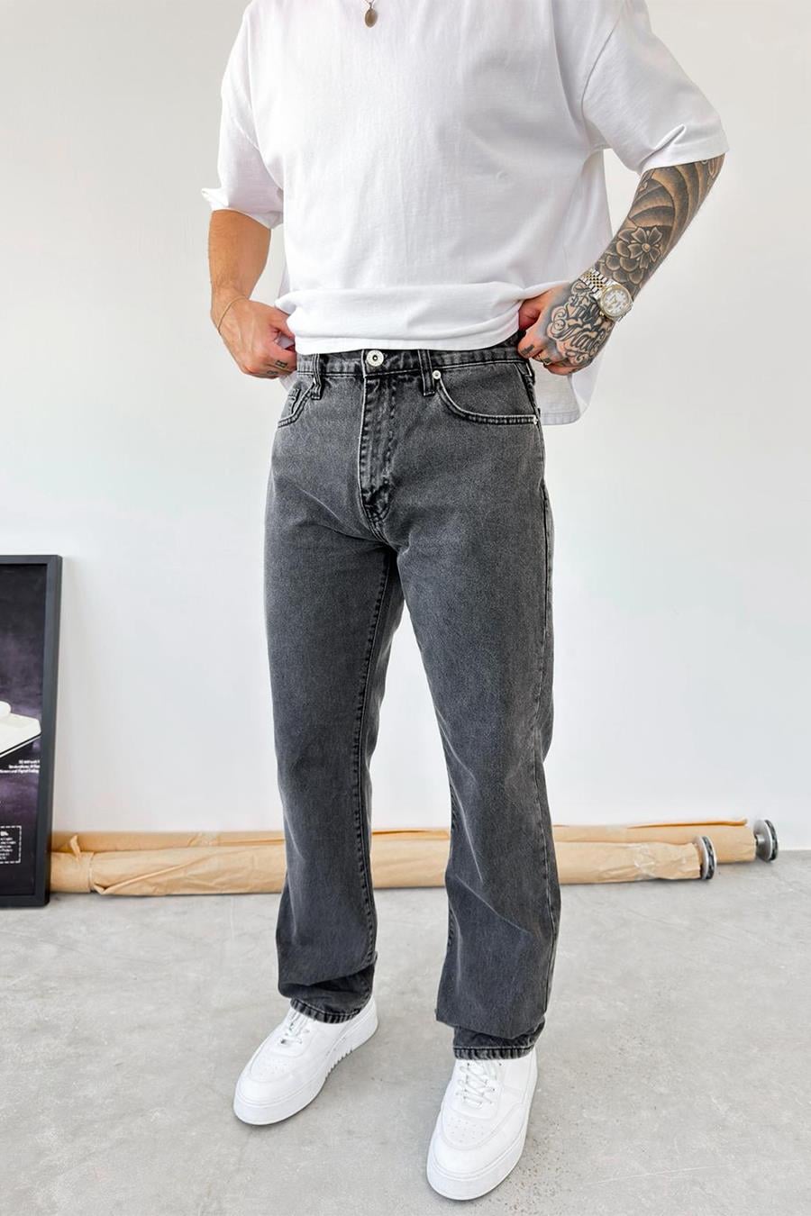 Koyu Gri Basic Baggy Pantolon