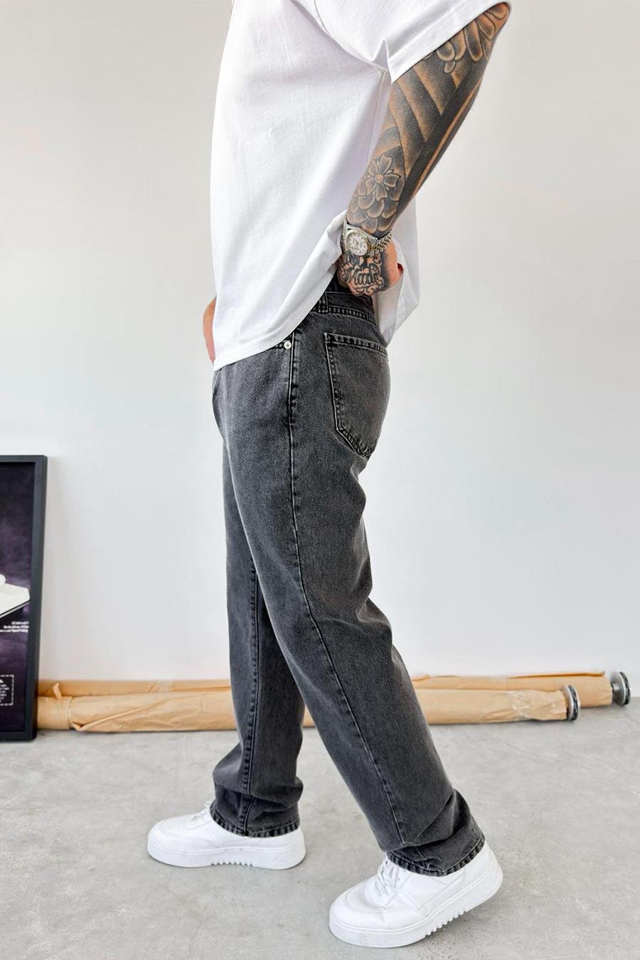 Koyu Gri Basic Baggy Pantolon