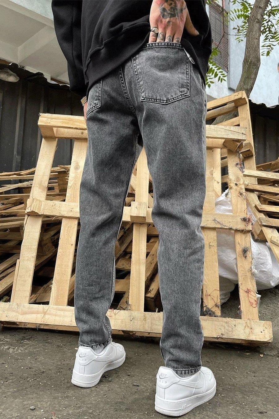 Koyu Gri Dokulu Mavi D1508 Regular Fit Jean