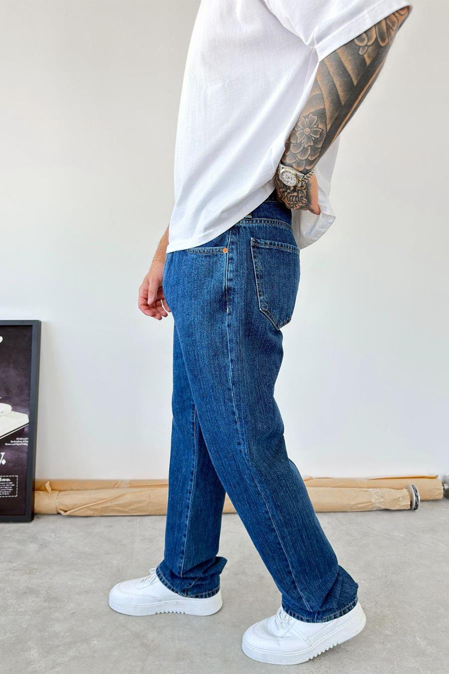 Koyu Mavi Basic Baggy Pantolon