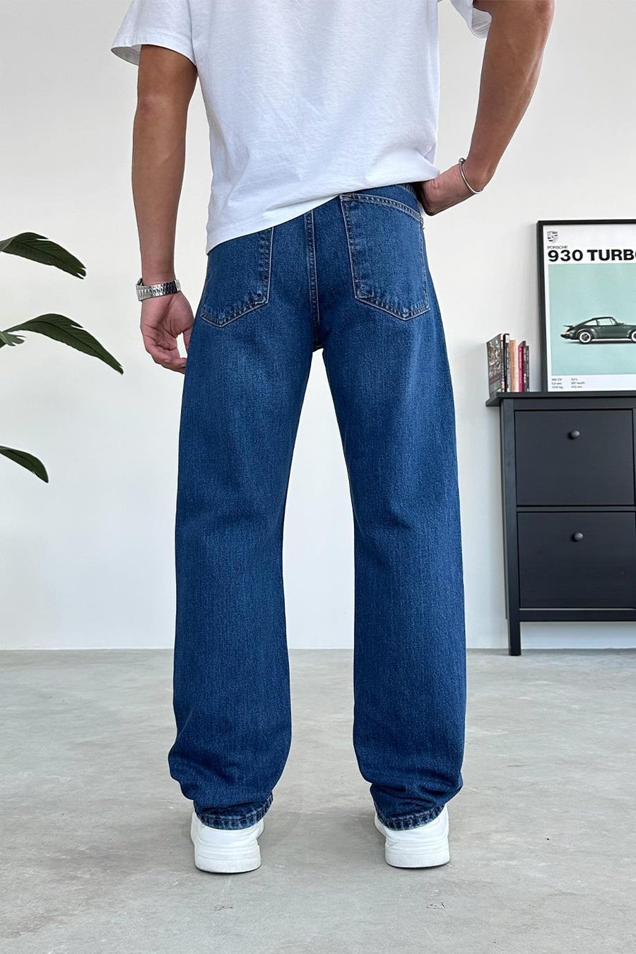 Koyu Mavi Soft Degrade Baggy Pantolon