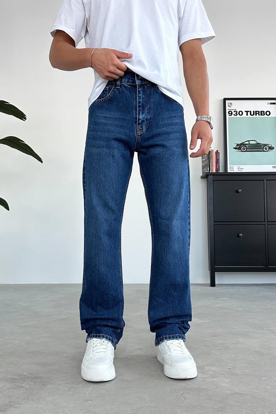 Koyu Mavi Soft Degrade Baggy Pantolon