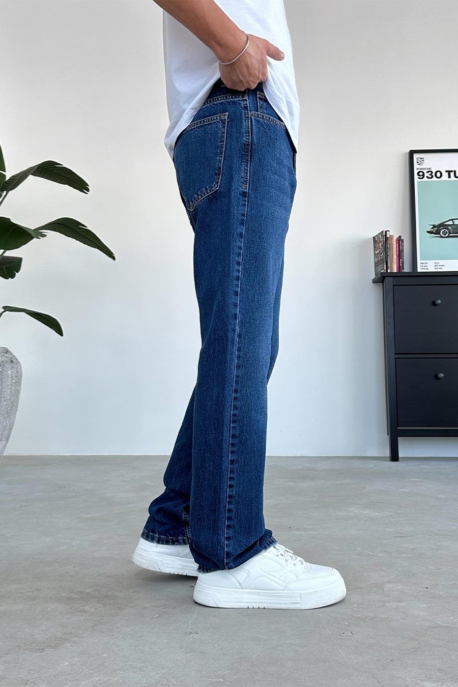 Koyu Mavi Soft Degrade Baggy Pantolon