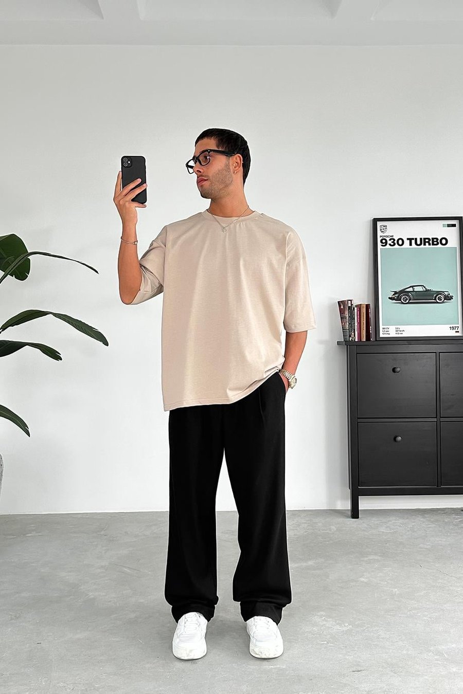 Krem Cozy Basic Oversize Tişört