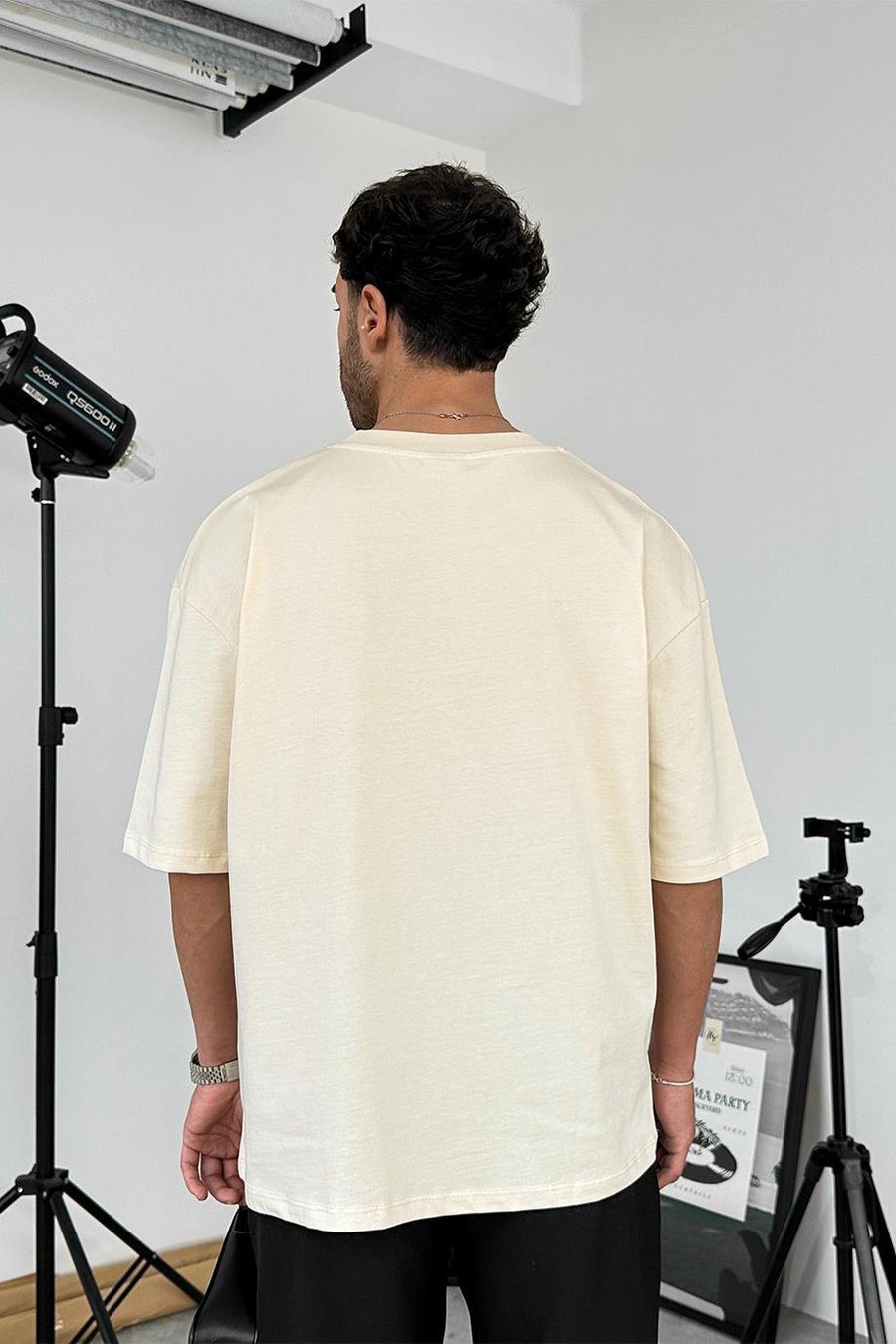 Krem Cozy Basic Soft Oversize Tişört