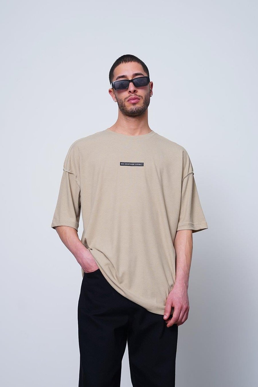 Krem Fitilli Another Level MH Oversize Tişört