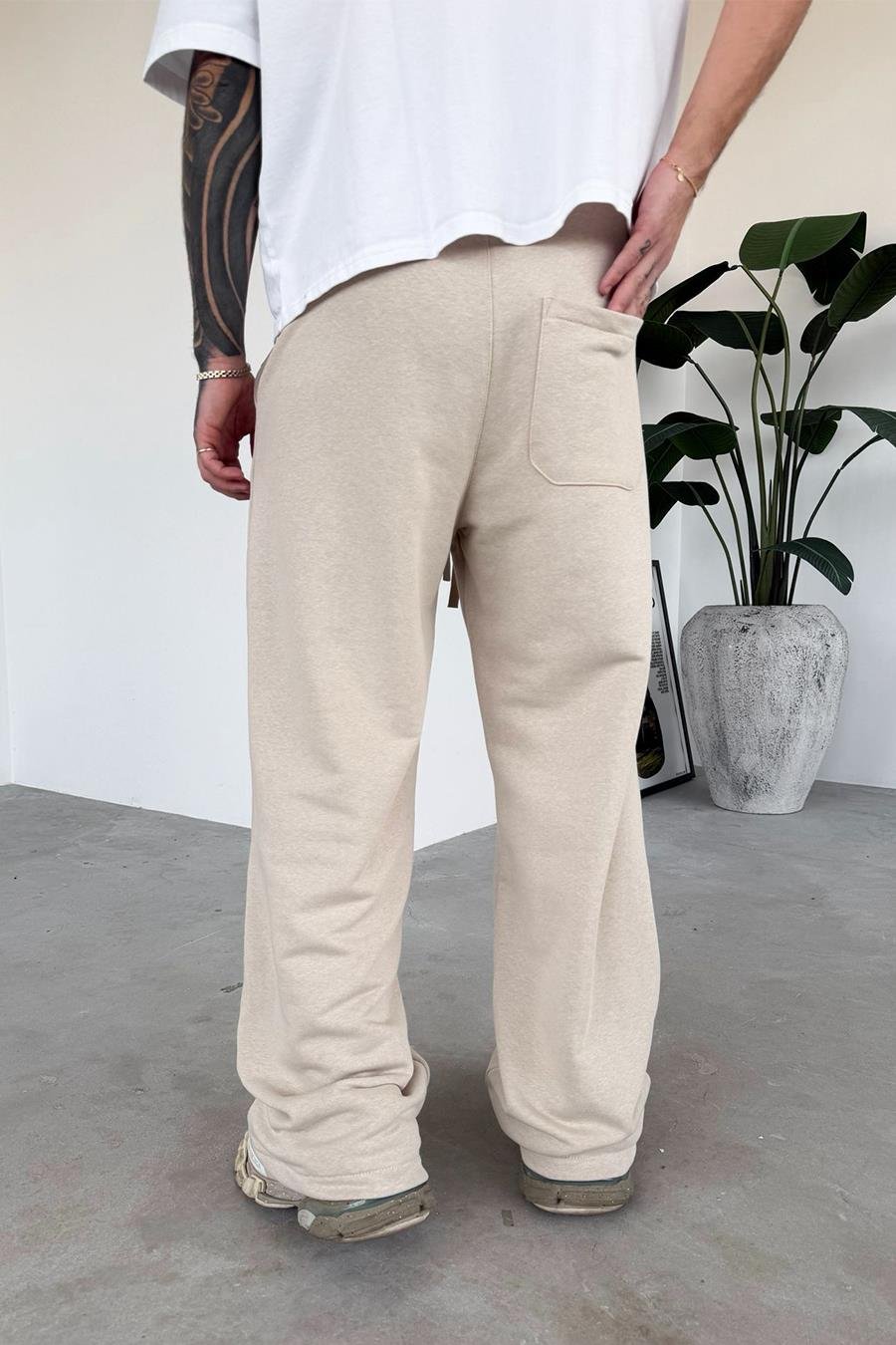 Krem Premium Patch Detay Baggy Eşofman