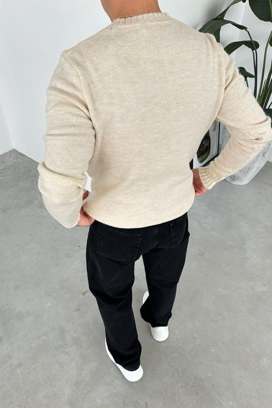 Krem Sılence Nakış Soft Relaxed Kazak