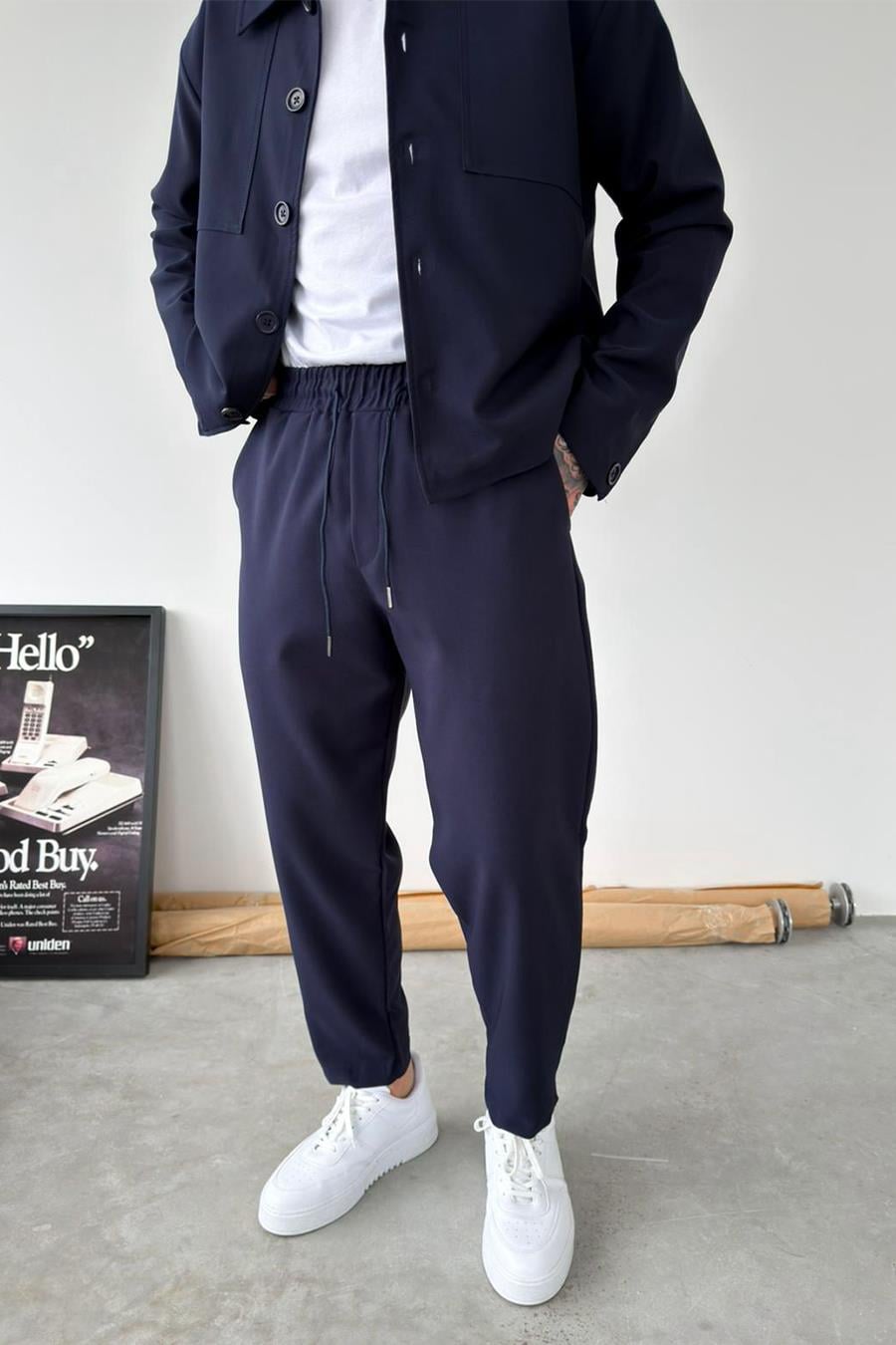 Lacivert Basic Boyfriend Kumaş Pantolon