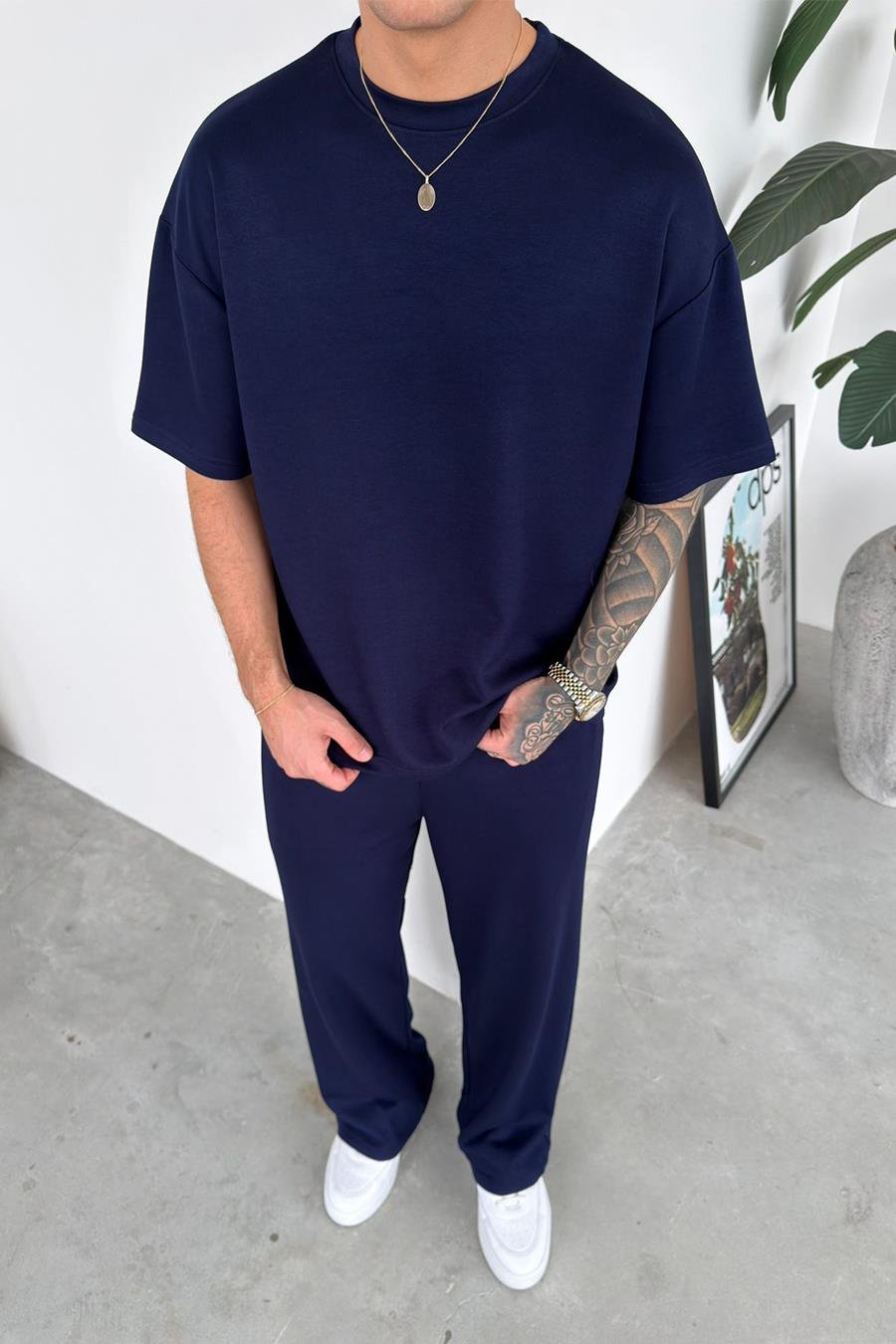 Lacivert Basic Oysh Kumaş Oversize Tişört