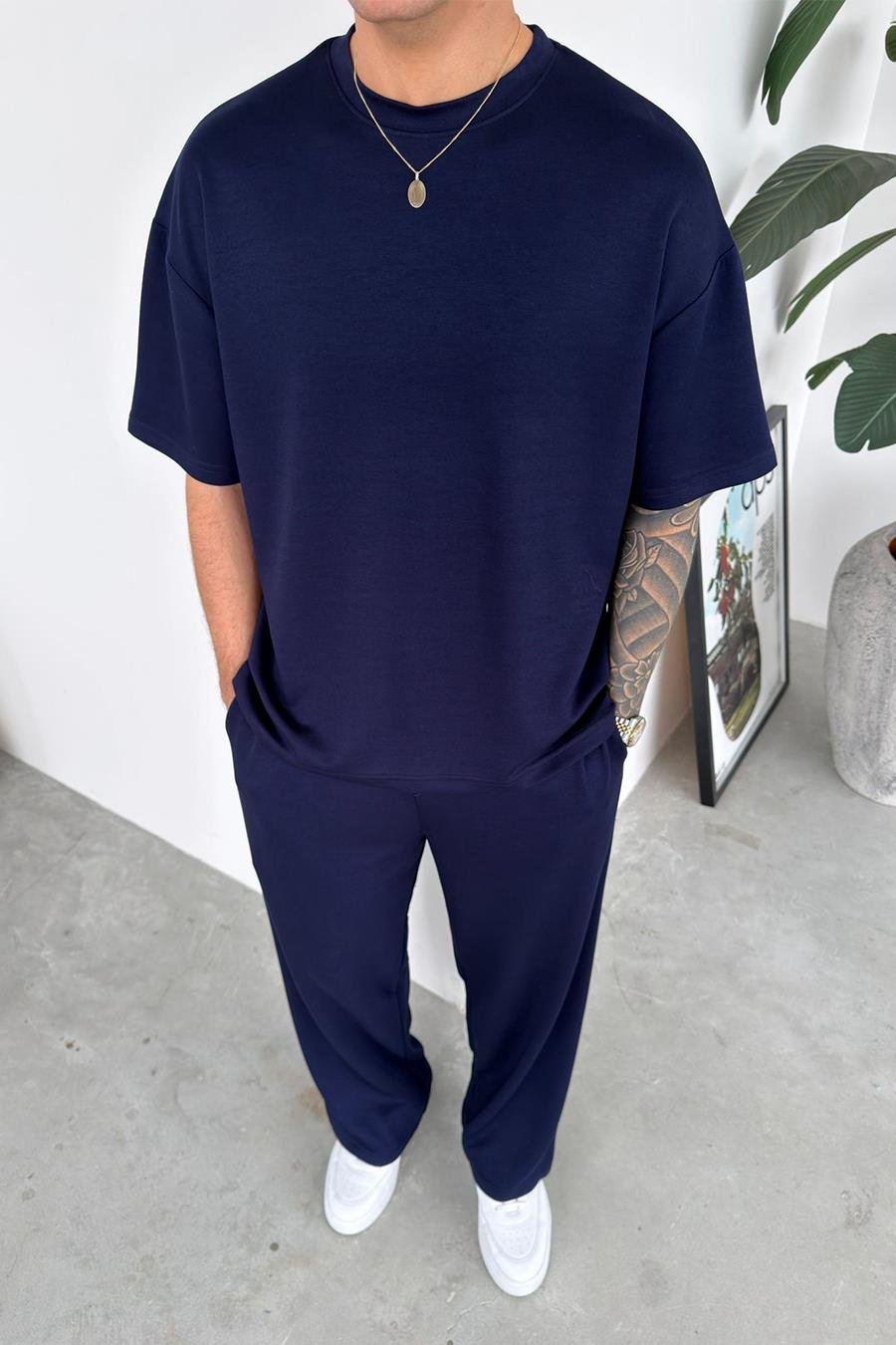 Lacivert Basic Oysh Kumaş Oversize Tişört