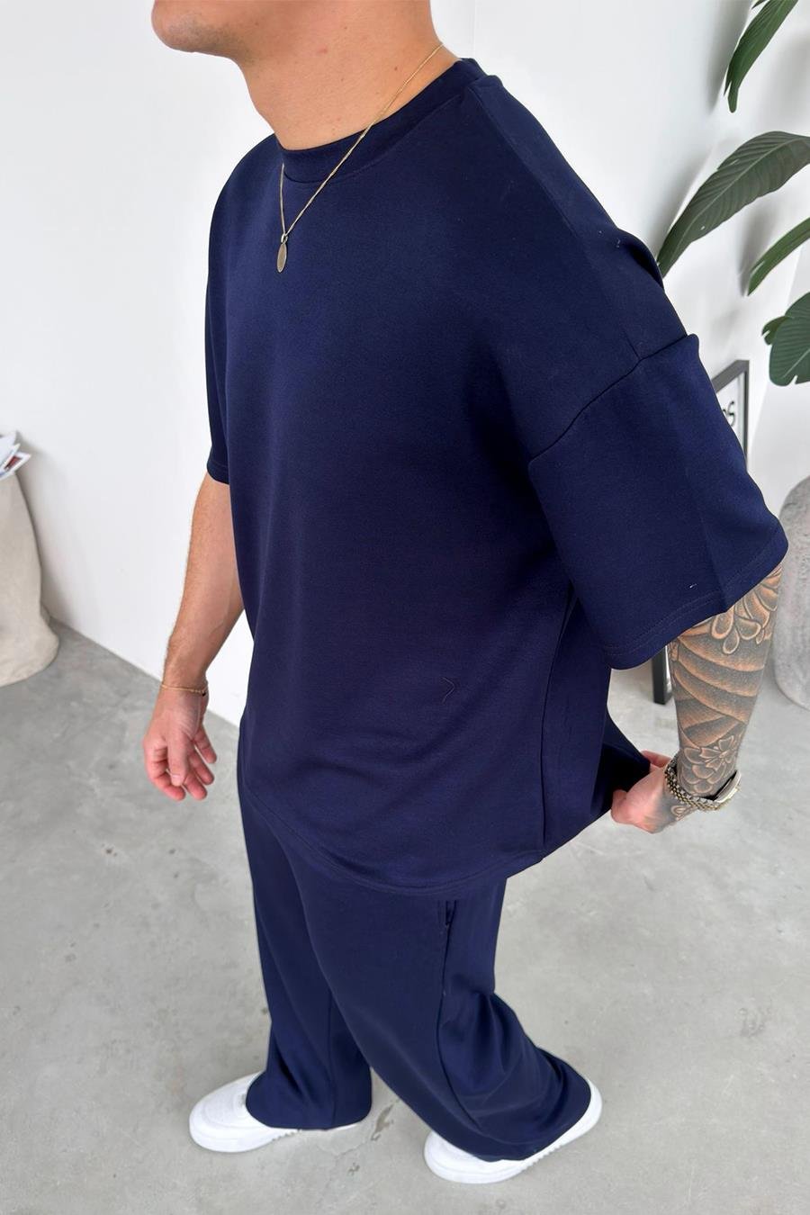Lacivert Basic Oysh Kumaş Oversize Tişört