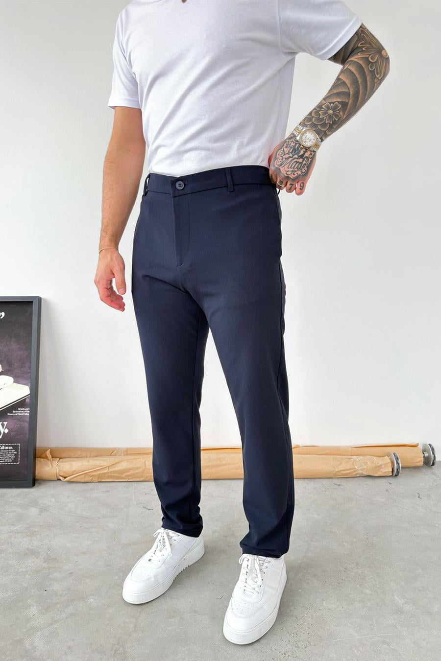 Lacivert Basic Regular Kumaş Pantolon