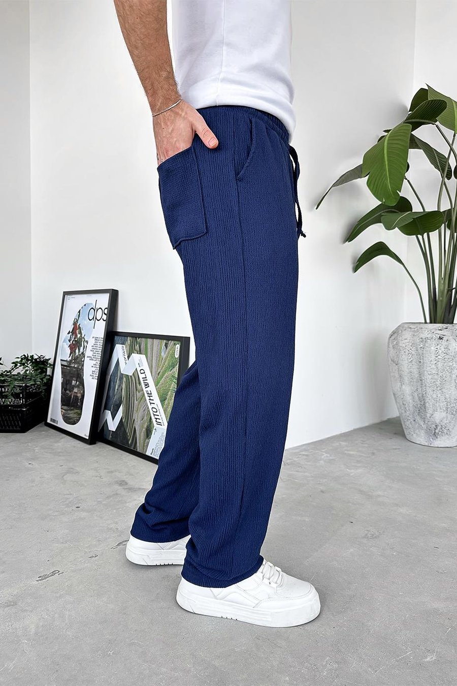 Lacivert Breeze Soft Baggy Pantolon