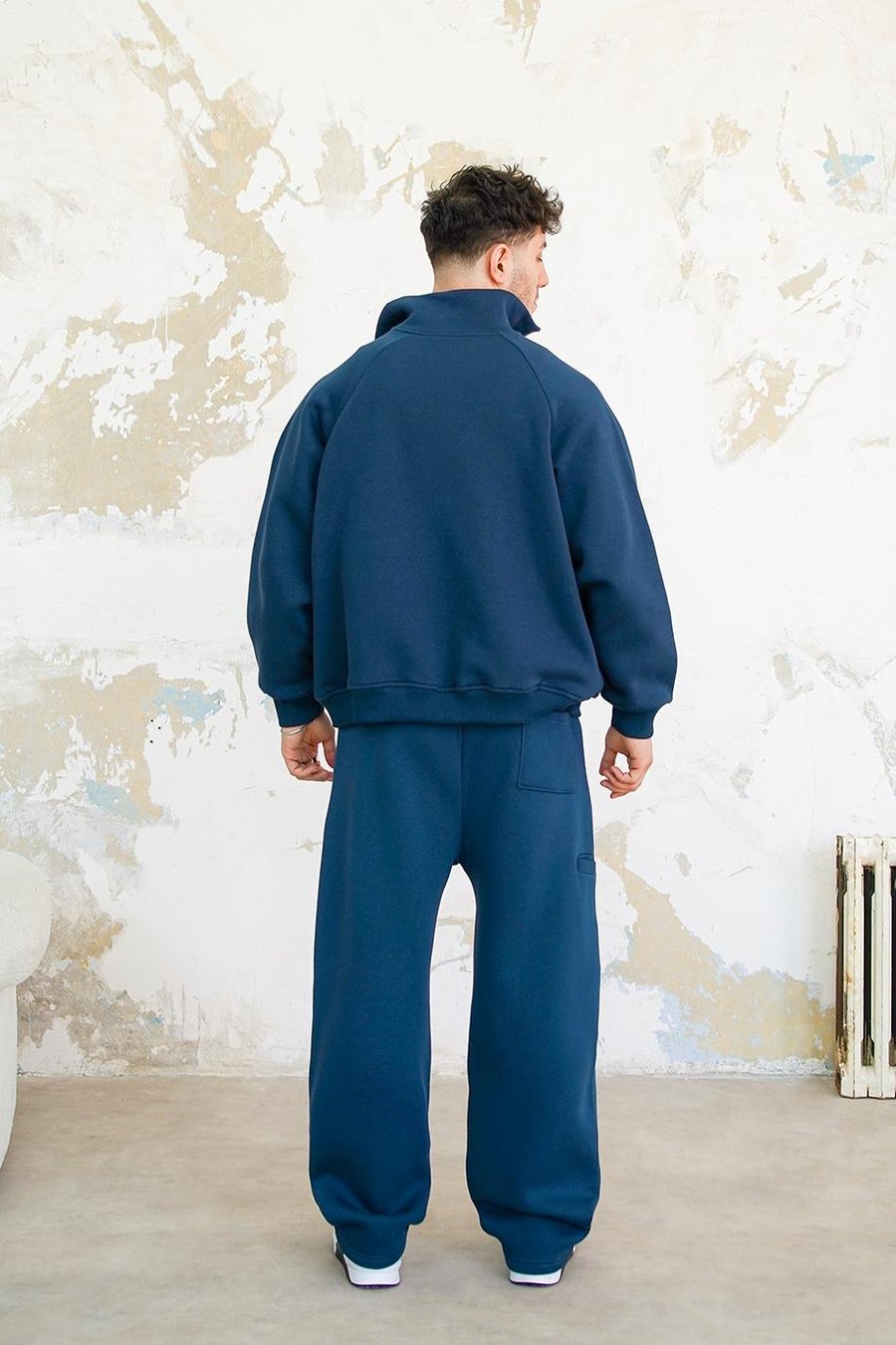 Lacivert Cozy Basic Çift Fermuar Oversize Sweatshirt
