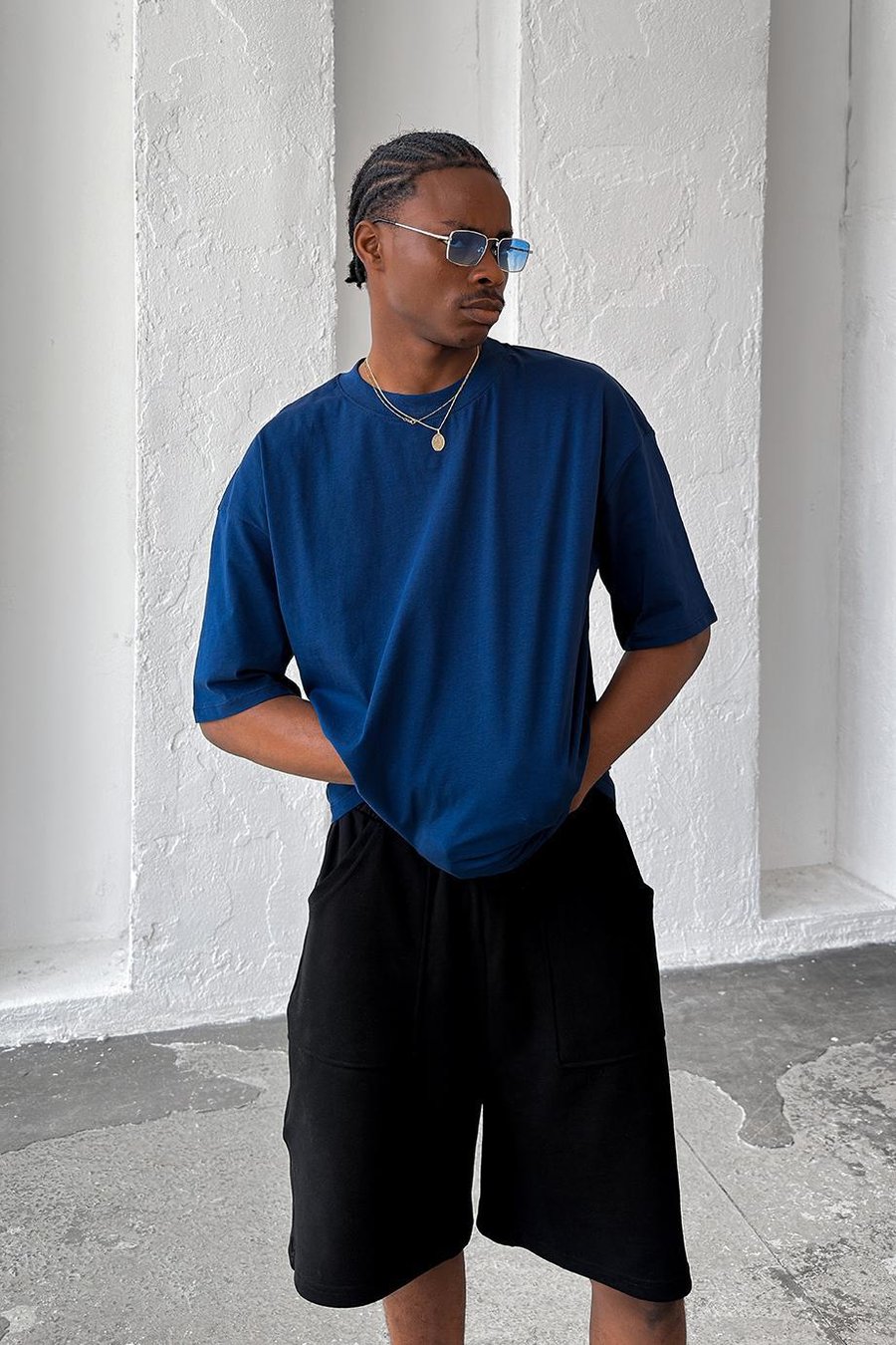 Lacivert Cozy Basic Oversize Tişört