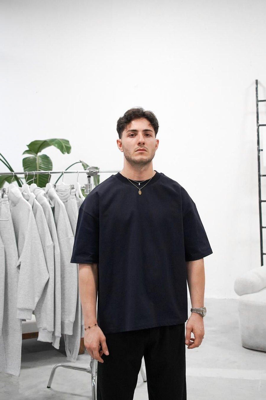 Lacivert Cozy Basic Oversize Tişört