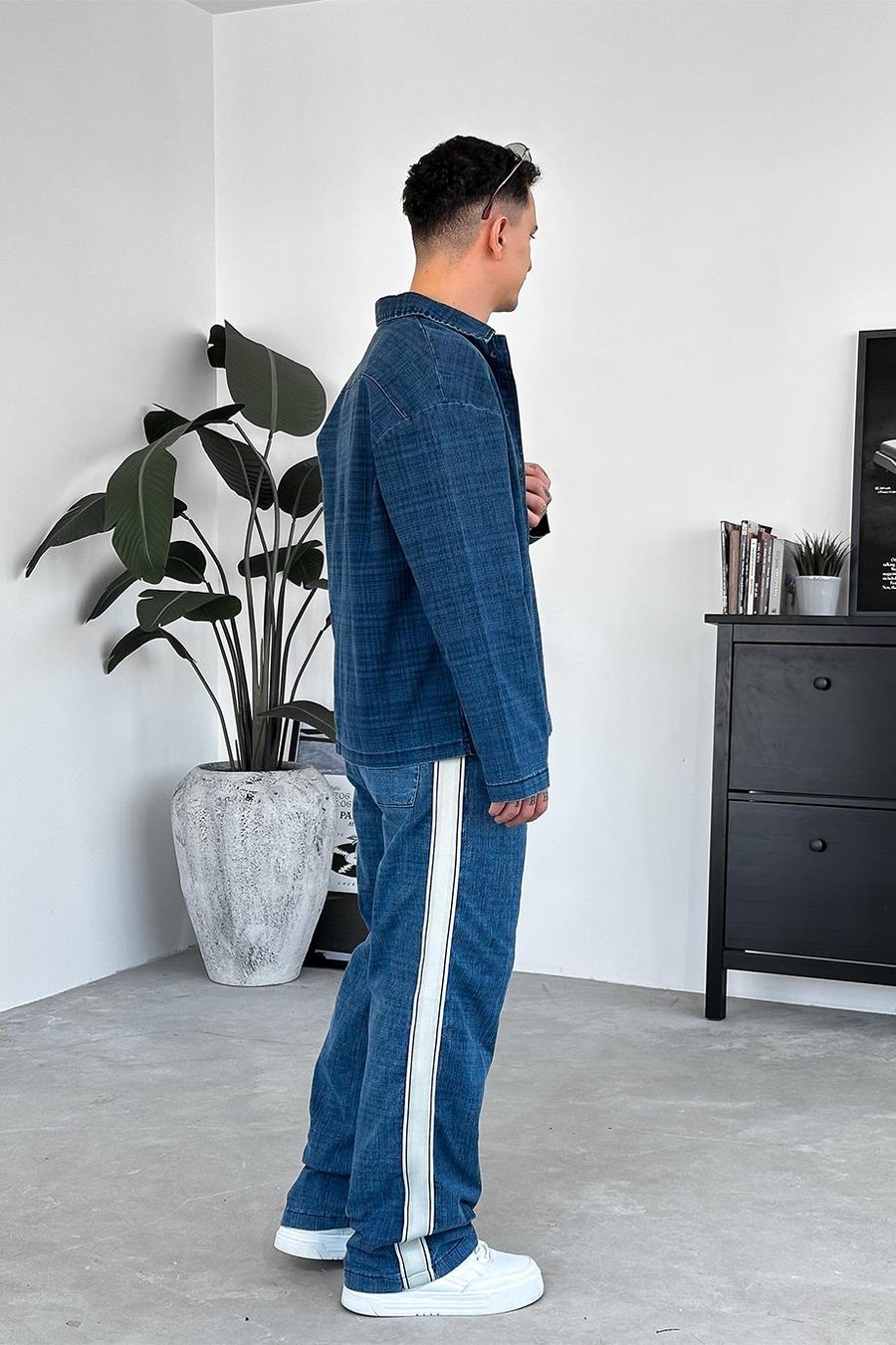 Lacivert Desenli Premium Relaxed Ceket