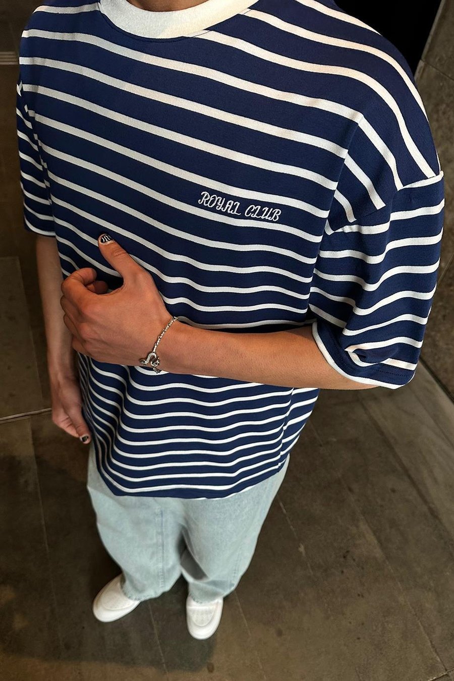 Lacivert Royal Club Nakış Detay PM Oversize Tişört