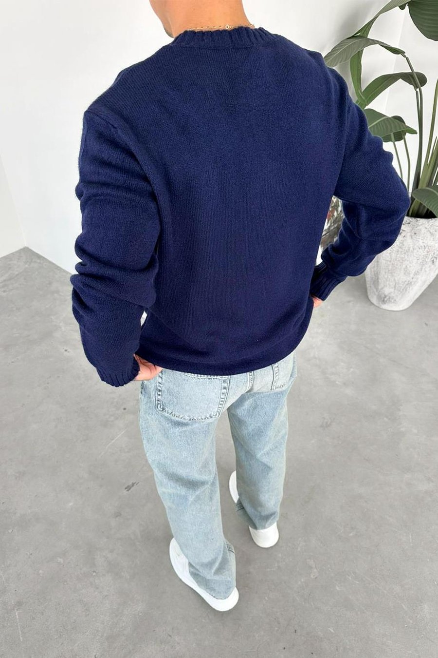 Lacivert Sılence Nakış Soft Relaxed Kazak