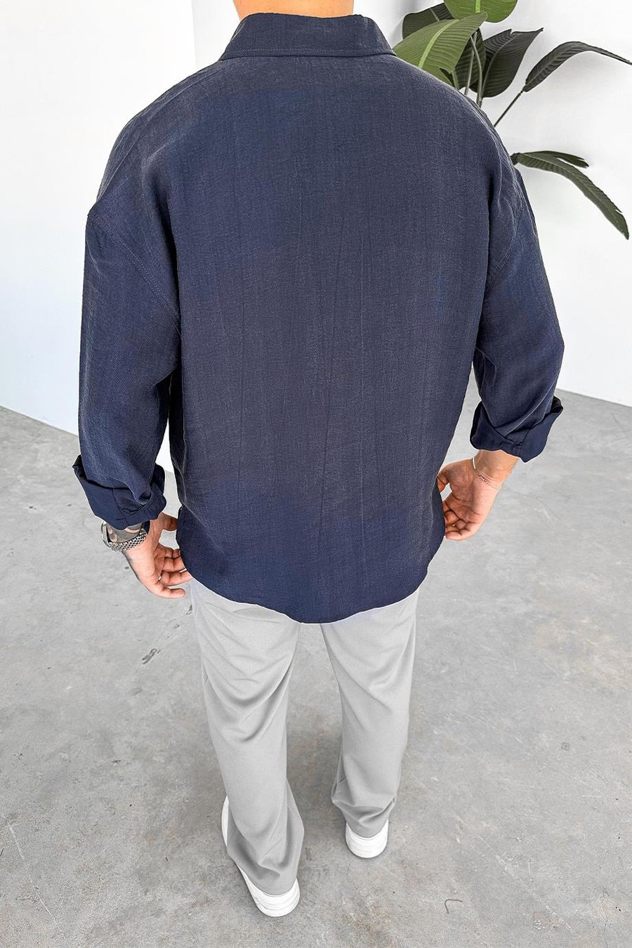 Lacivert Soft Premium Oversize Gömlek
