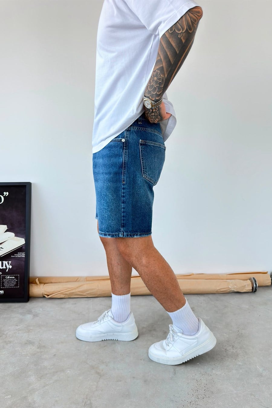 Mavi Basic Baggy Kot Şort