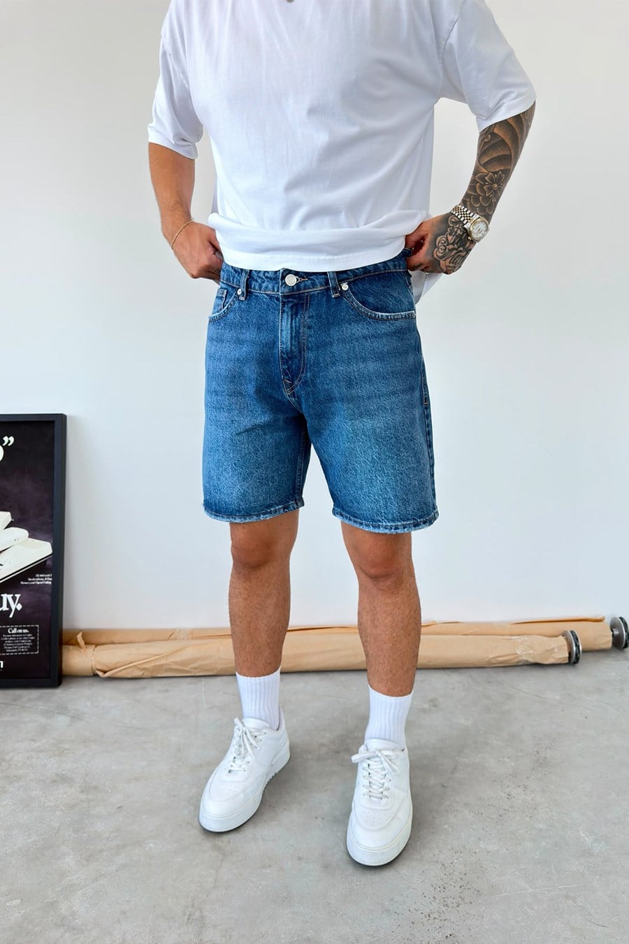 Mavi Basic Baggy Kot Şort