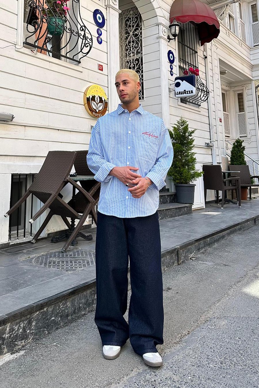 Mavi Basic Nakış Detay DAD Oversize Gömlek
