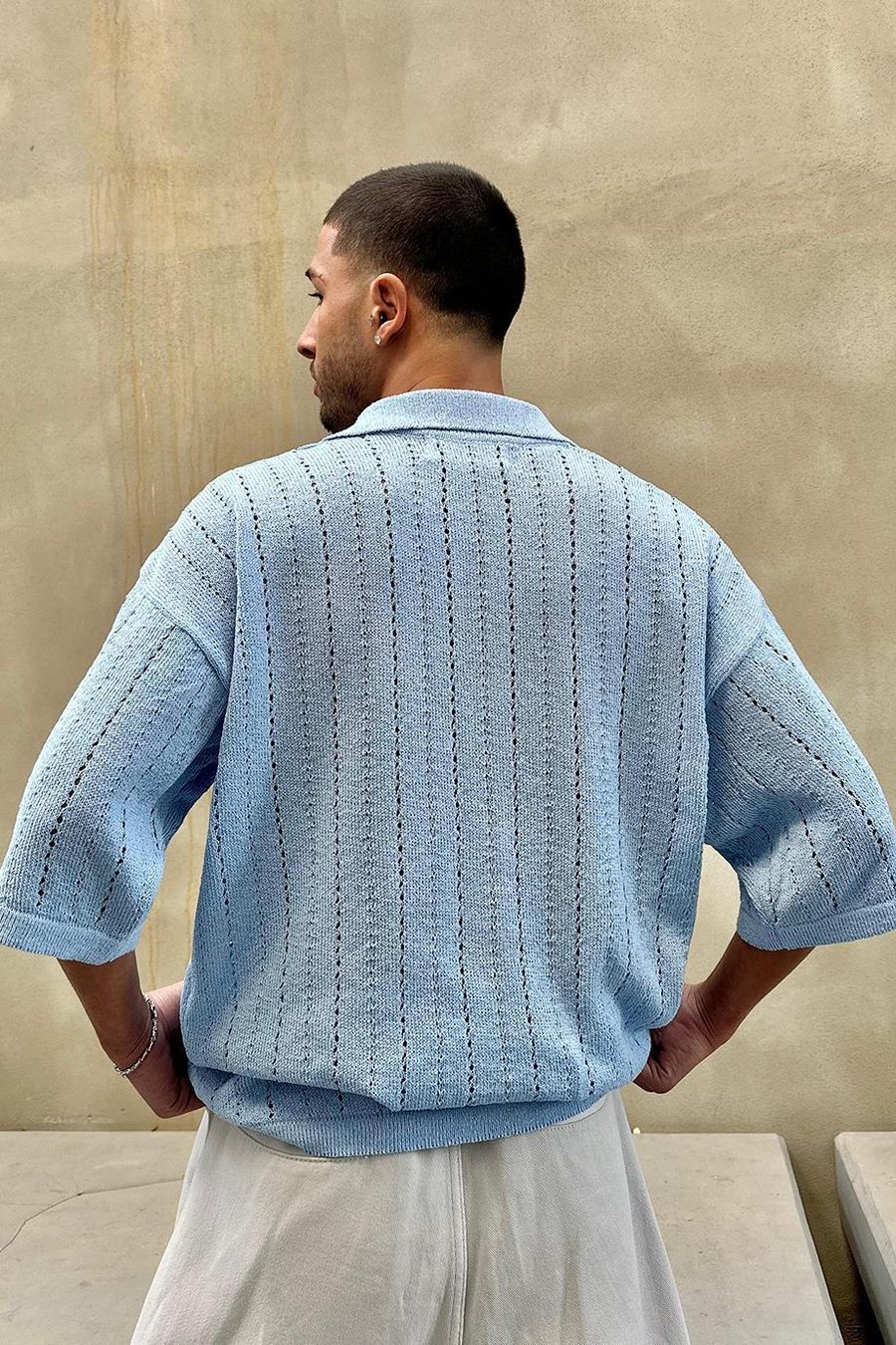 Mavi Basic Örme Triko GO Polo Yaka Oversize Tişört