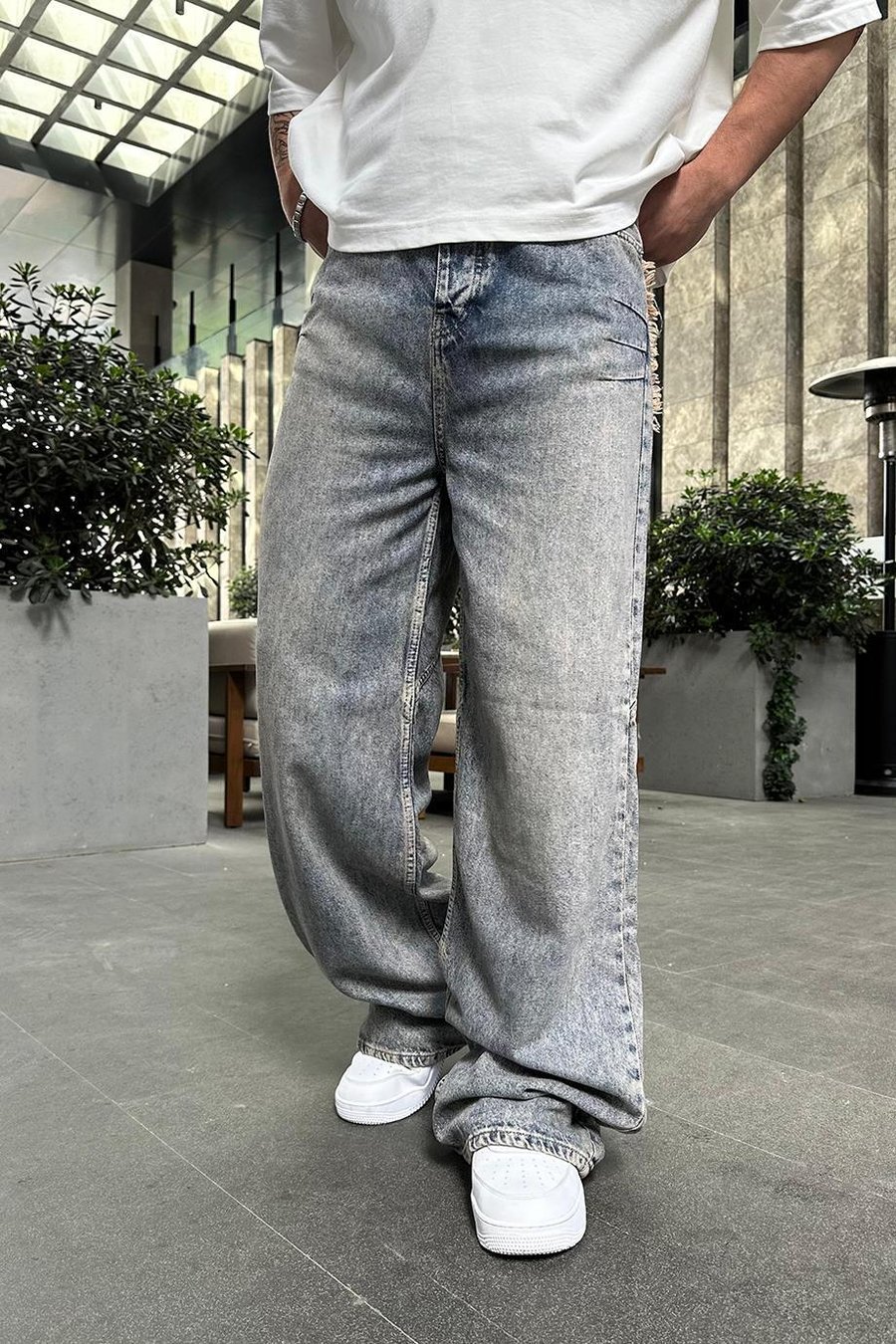 Mavi Eskitme  Tasarım Cep Detaylı E9 GD Ekstra Bol Baggy Pantolon