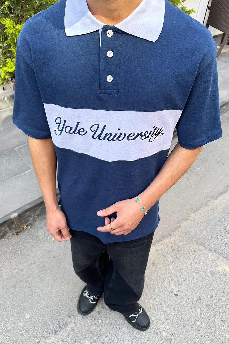 Mavi Yale University PM Oversize Polo Yaka Tişört