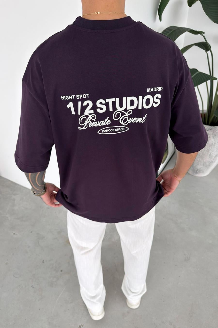 Mor Studios Baskılı Premium Oversize Tişört