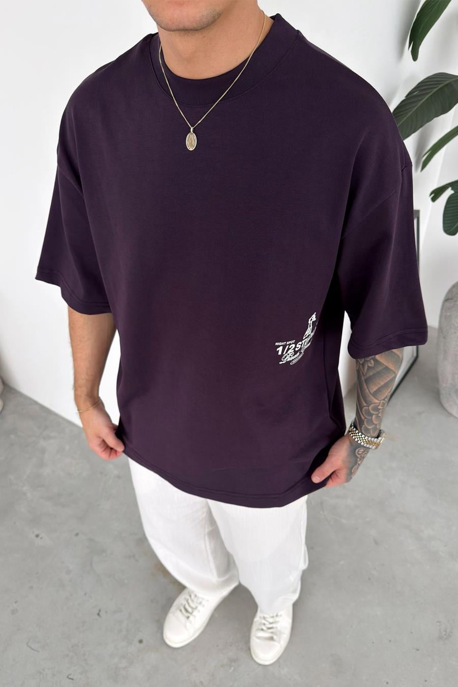 Mor Studios Baskılı Premium Oversize Tişört
