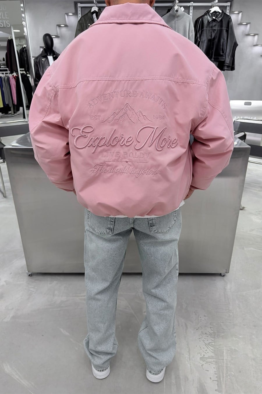 Pembe Explore Nakışlı Bomber Mont