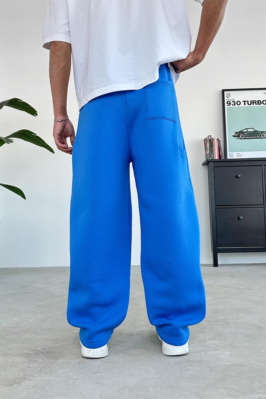 Saks Mavi Cozy Basic Pileli Baggy Eşofman