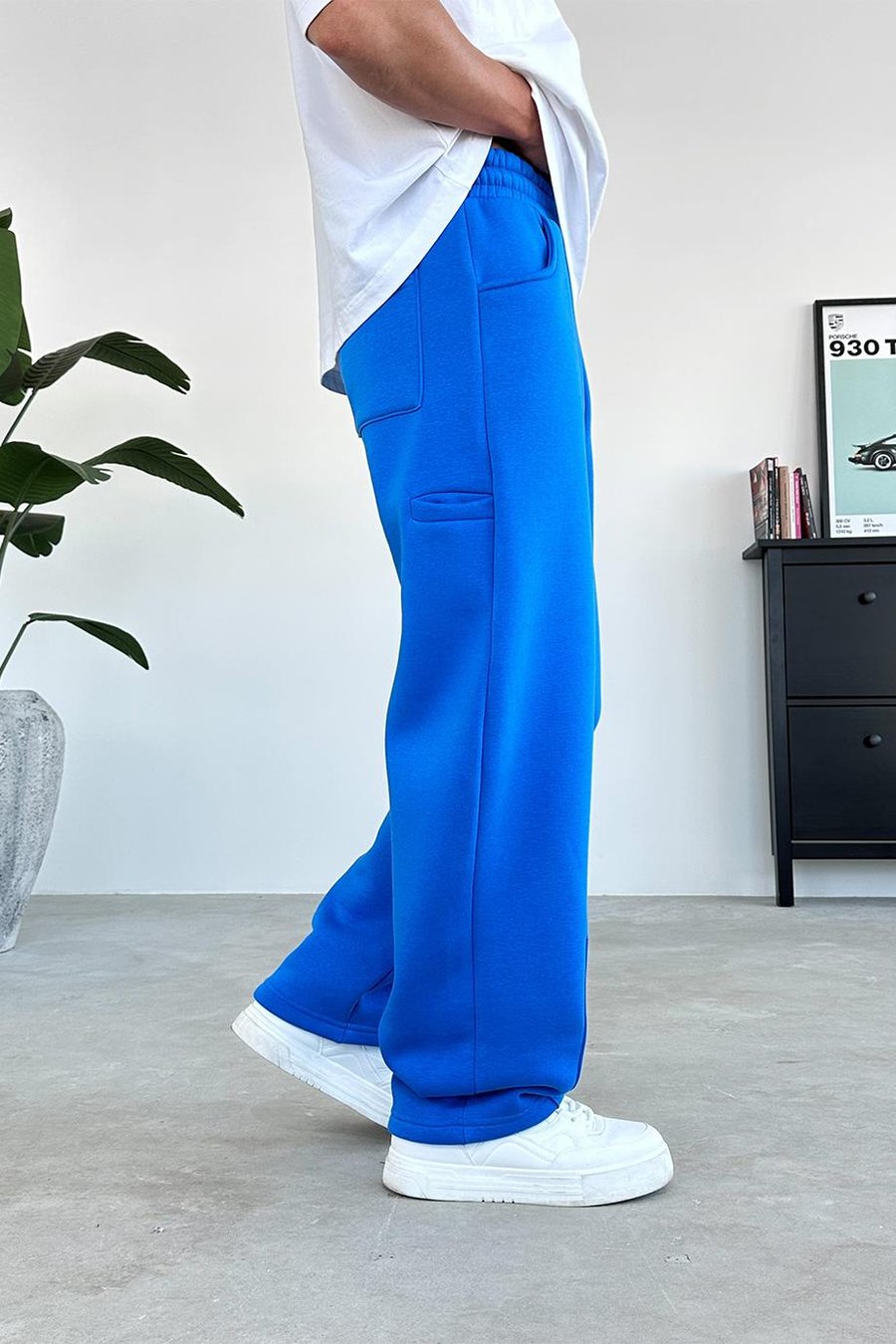 Saks Mavi Cozy Basic Pileli Baggy Eşofman