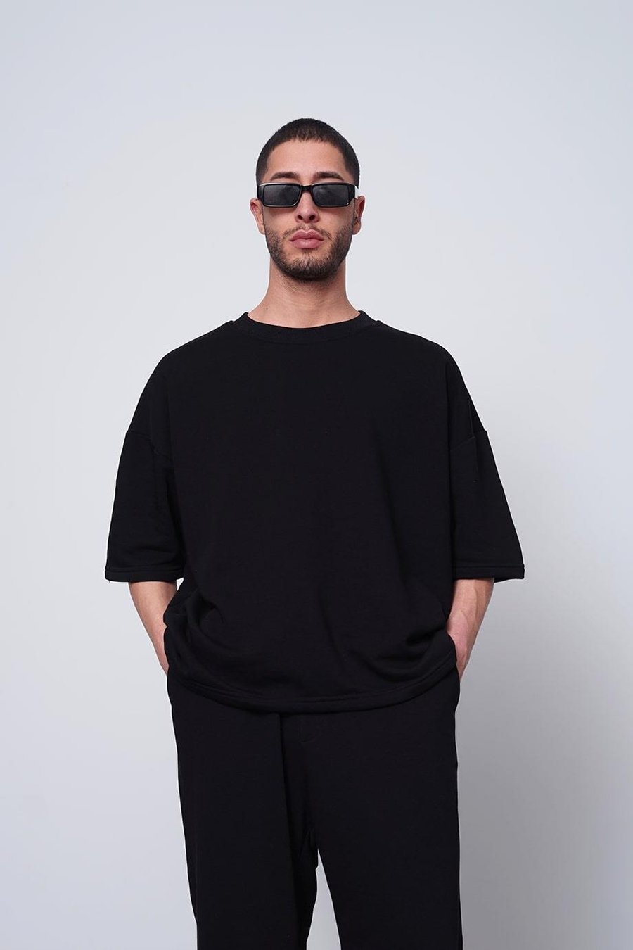 Siyah 350GSM OUTPLENTY PREMİUM  Basic Oversize Tişört