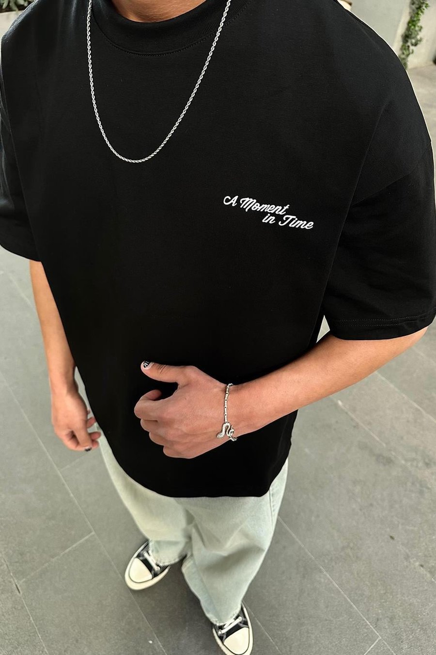 Siyah A Moment PM Oversize Tişört