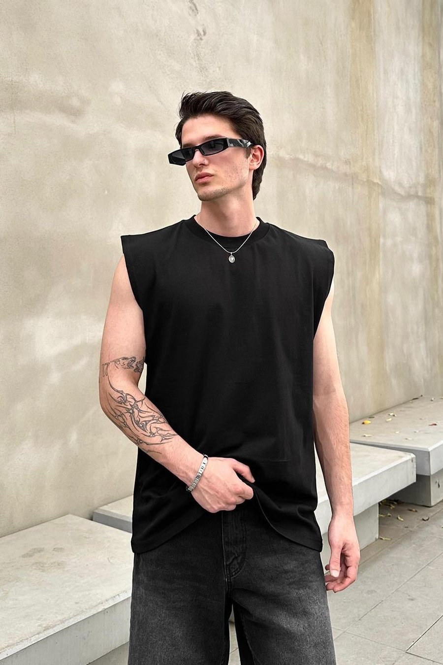 Siyah Basic A1 OUTPLENTY PREMİUM Oversize Atlet Tişört