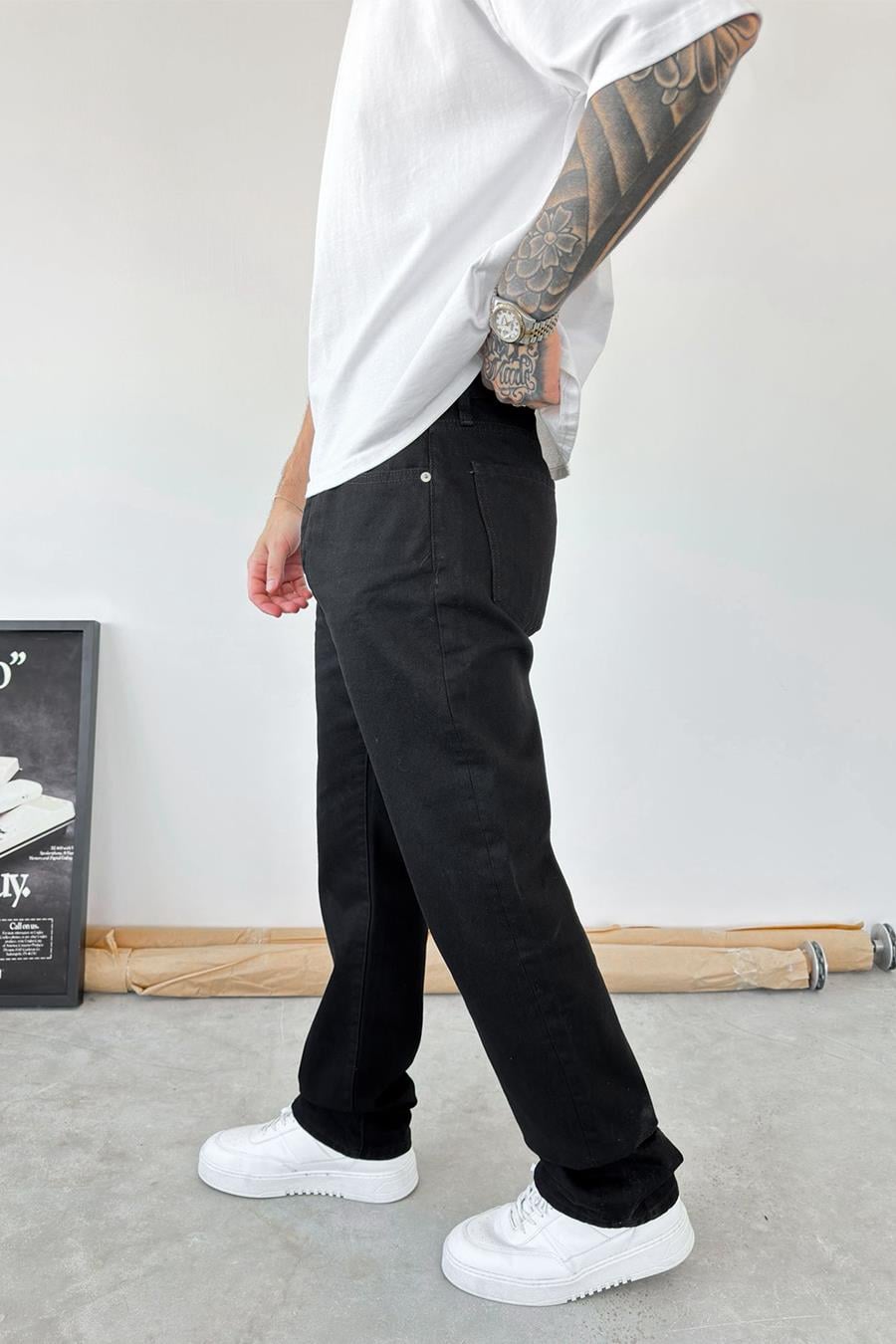 Siyah Basic Baggy Pantolon