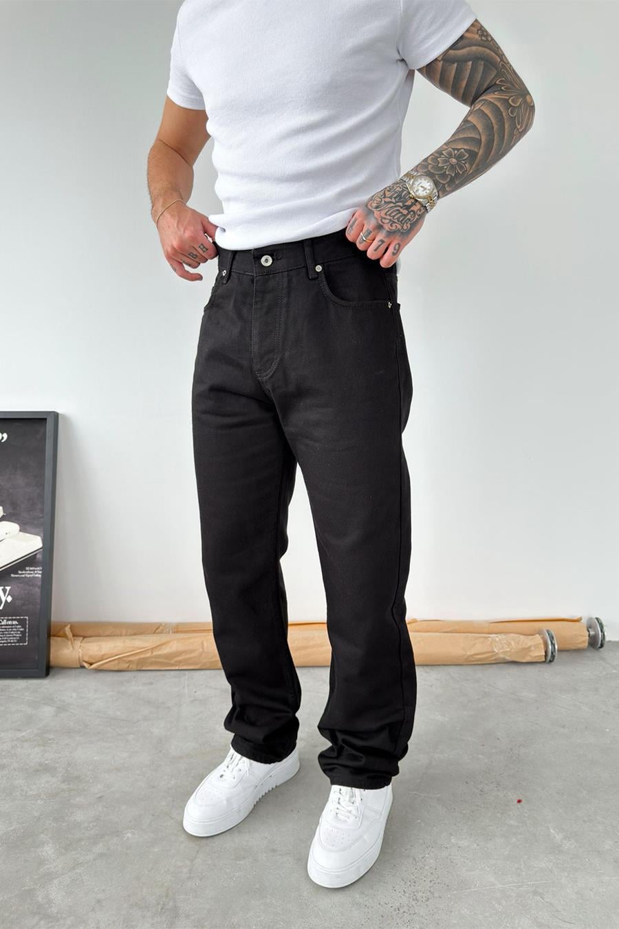 Siyah Basic Baggy Pantolon